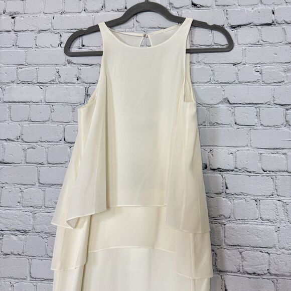 NWT Tibi Ivory Silk Halter Tiered Mini Dress Womens 4 Sleeveless Open Back Party - Picture 4 of 13